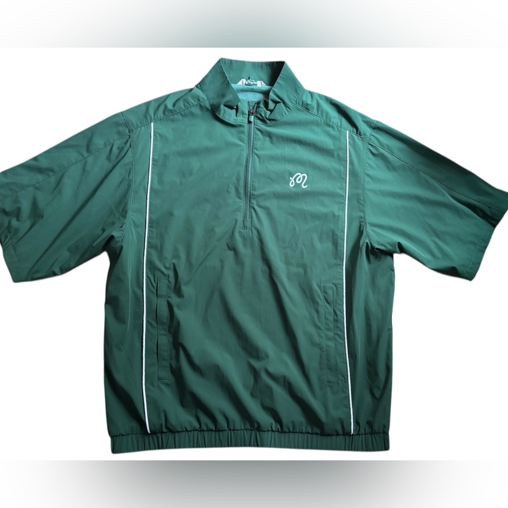 NWT Malbon Golf Mens Script Windshirt Green size L  Quarter Zip Pullover S/S - Picture 2 of 3